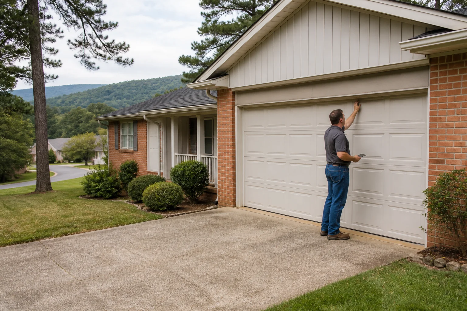 Garage door technician at a representative home in Huntsville, AL