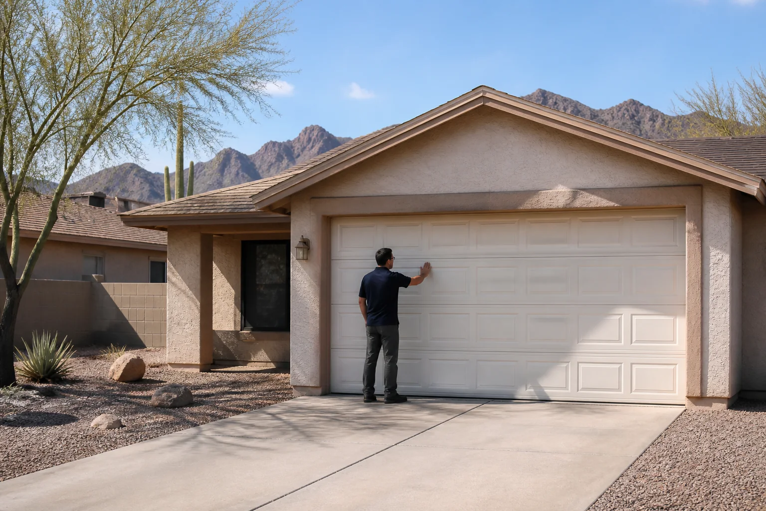 Garage door technician at a representative home in Phoenix, AZ