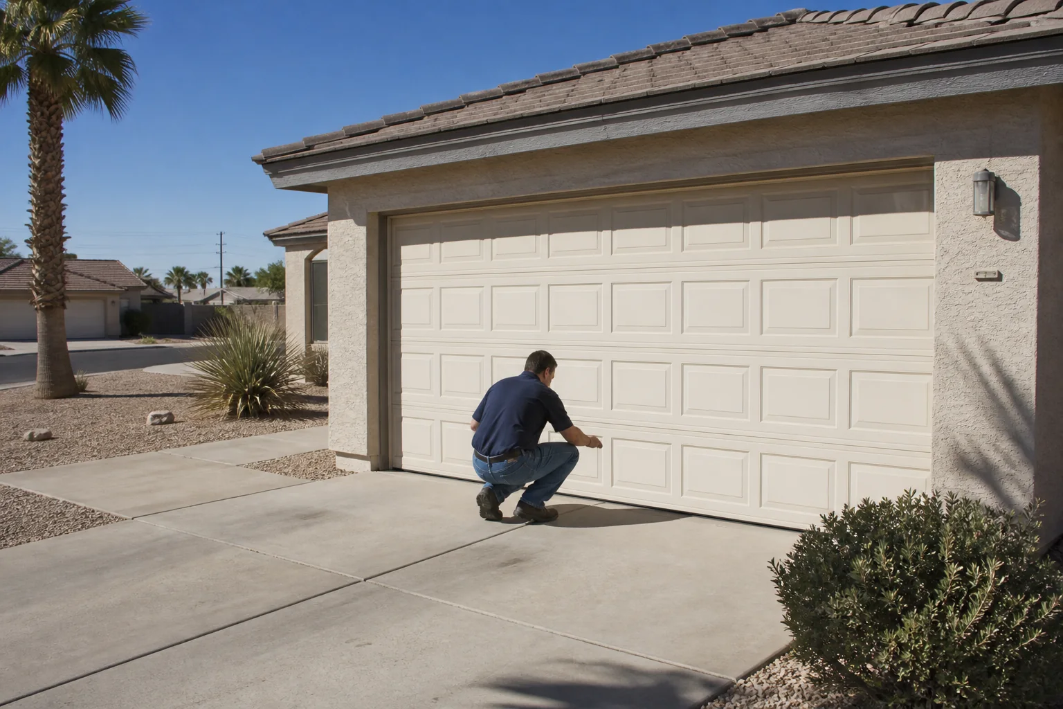 Garage door technician at a representative home in Yuma, AZ