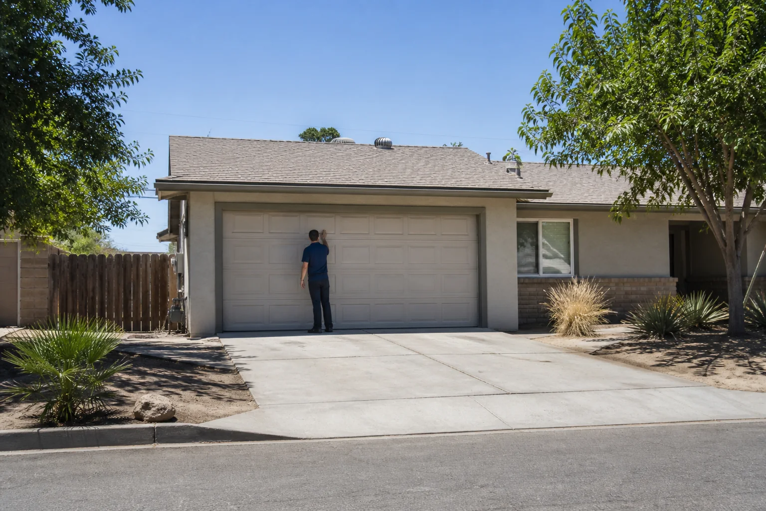 Garage door technician at a representative home in Bakersfield, CA