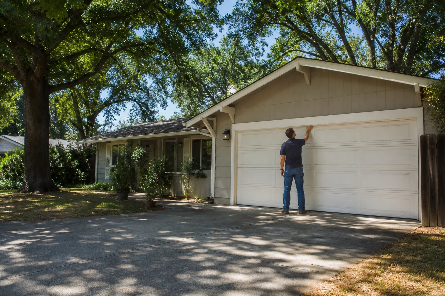 Garage door technician at a representative home in Chico, CA