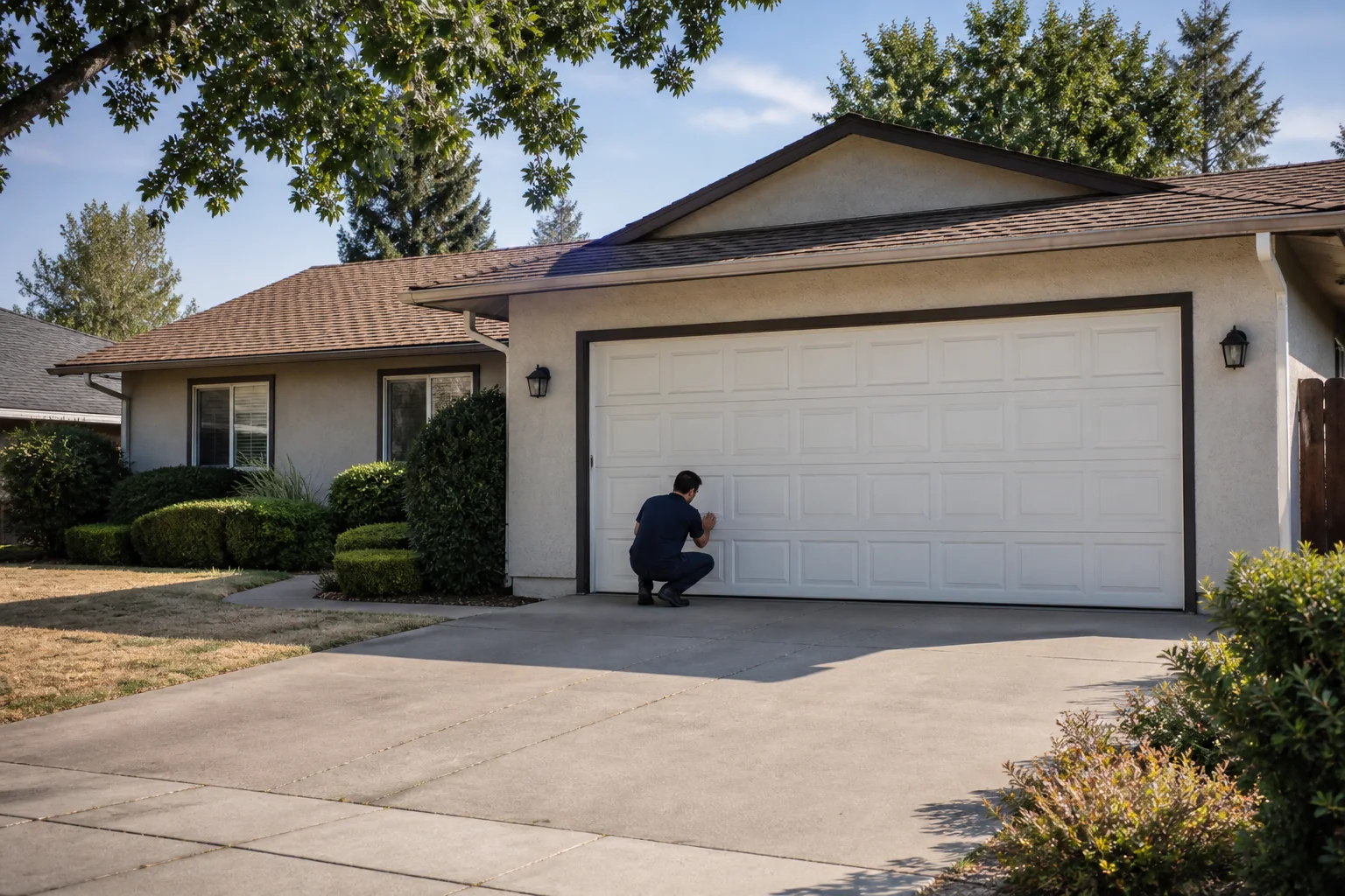 Garage door technician at a representative home in Modesto, CA
