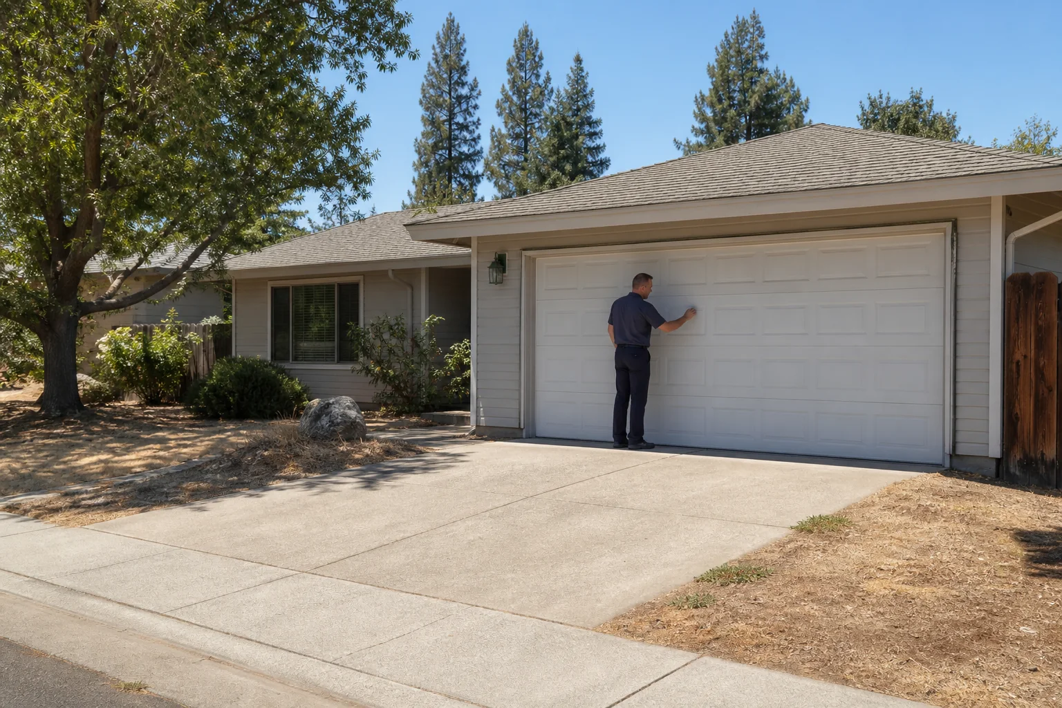 Garage door technician at a representative home in Redding, CA