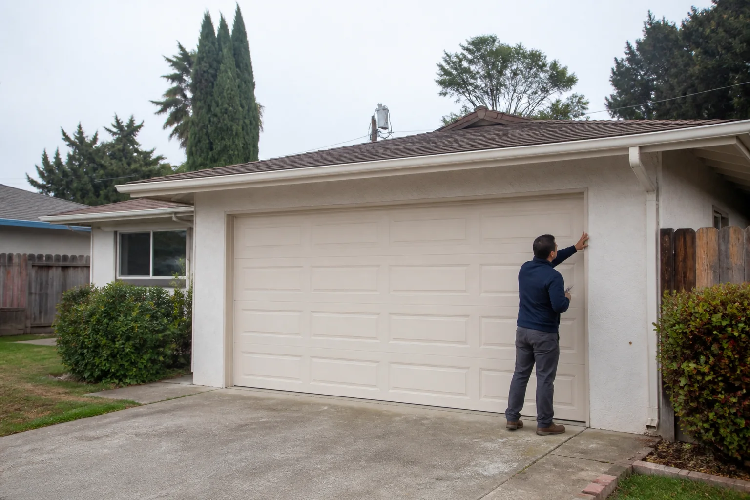 Garage door technician at a representative home in Salinas, CA