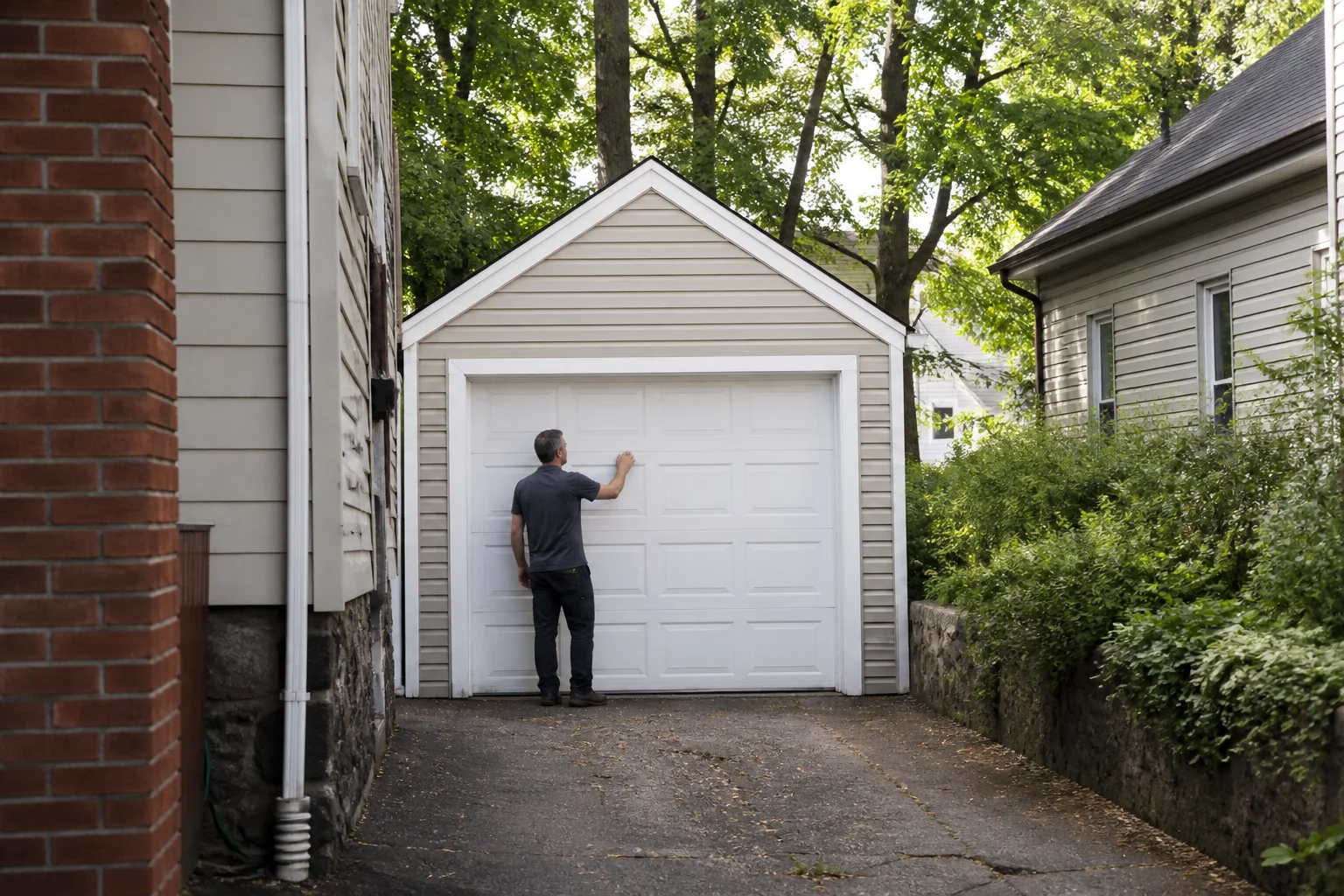 Garage door technician at a representative home in Hartford, CT