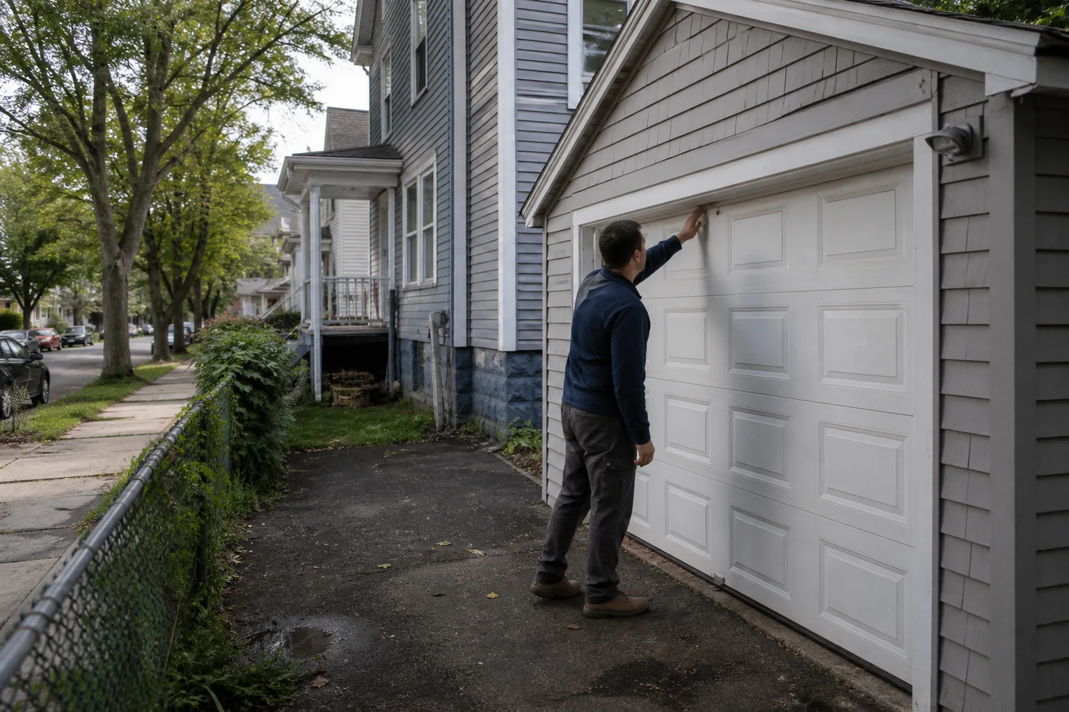 Garage door technician at a representative home in New Haven, CT