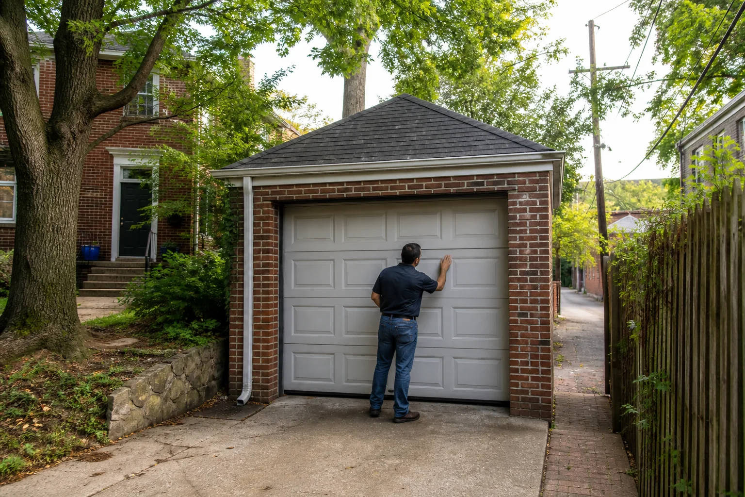Garage door technician at a representative home in Washington, DC