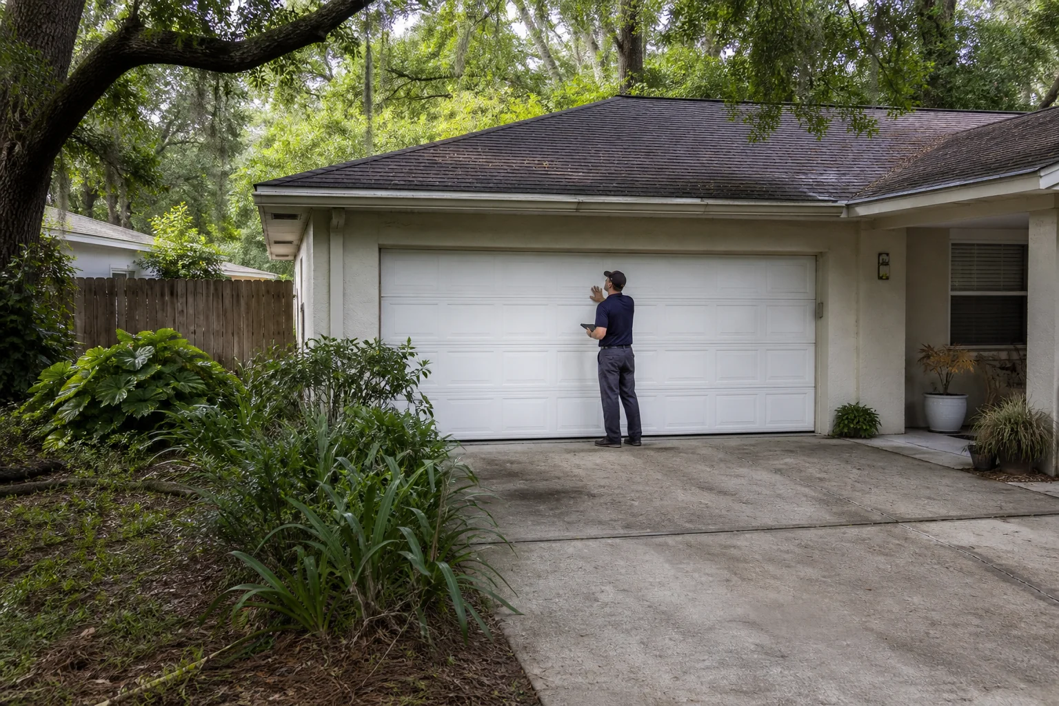Garage door technician at a representative home in Gainesville, FL