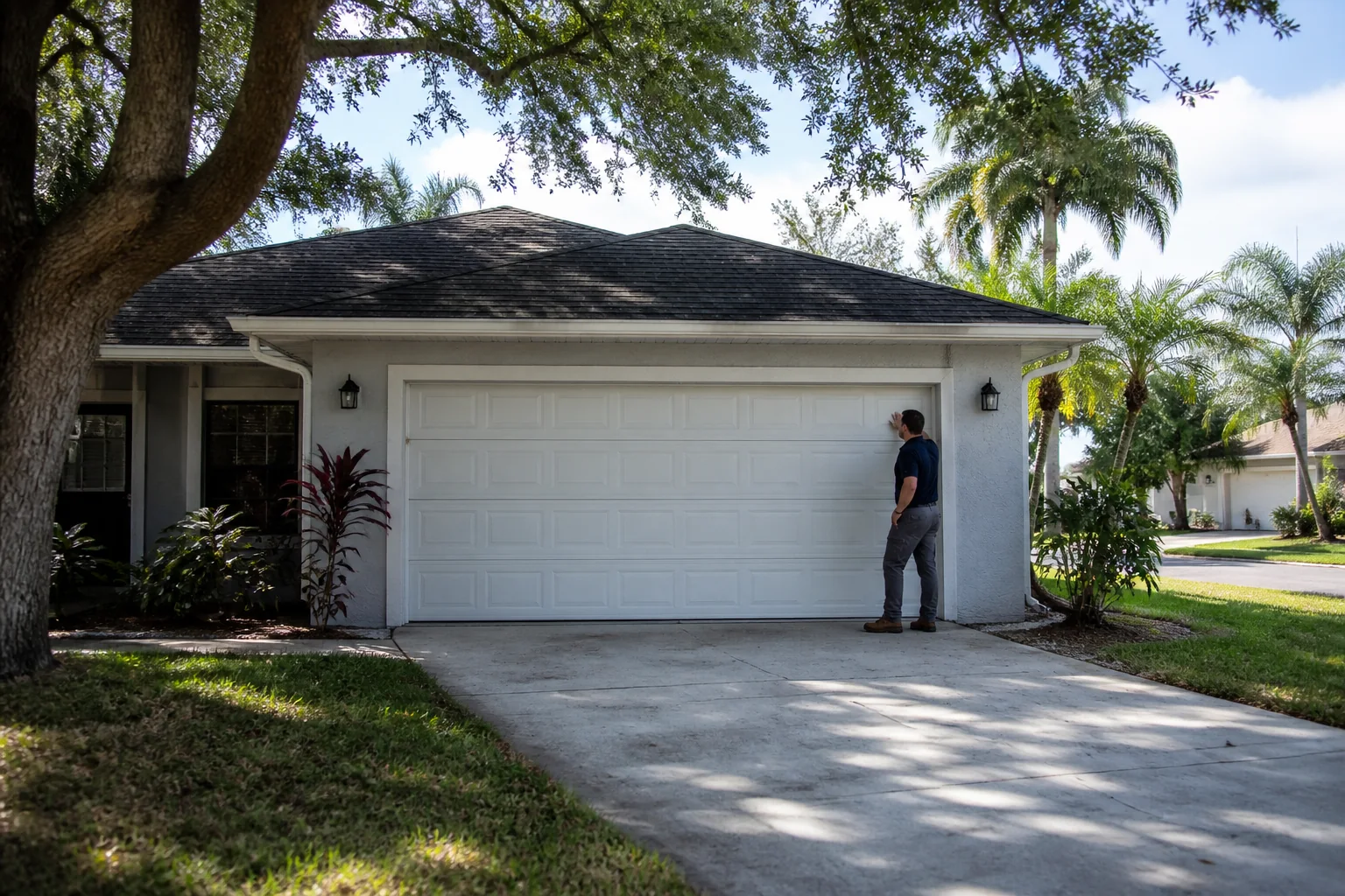 Garage door technician at a representative home in Lakeland, FL