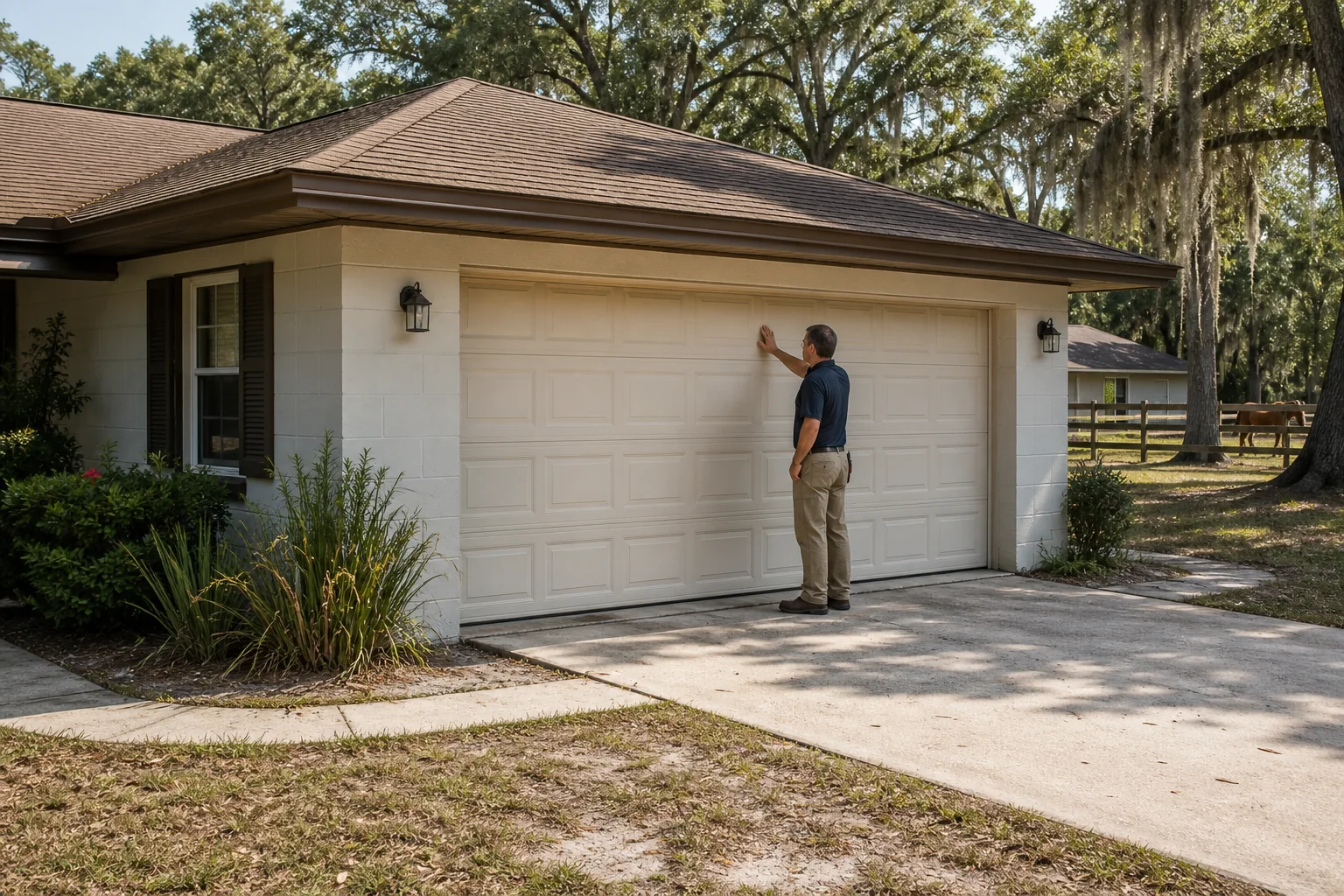 Garage door technician at a representative home in Ocala, FL