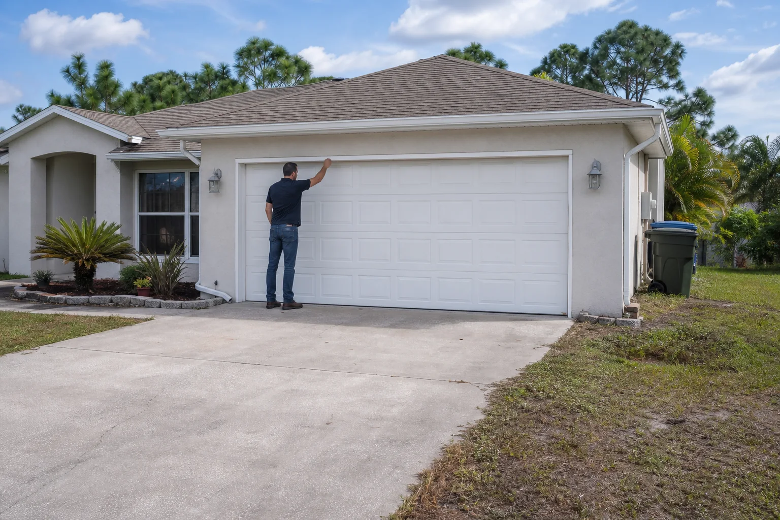 Garage door technician at a representative home in Palm Bay, FL