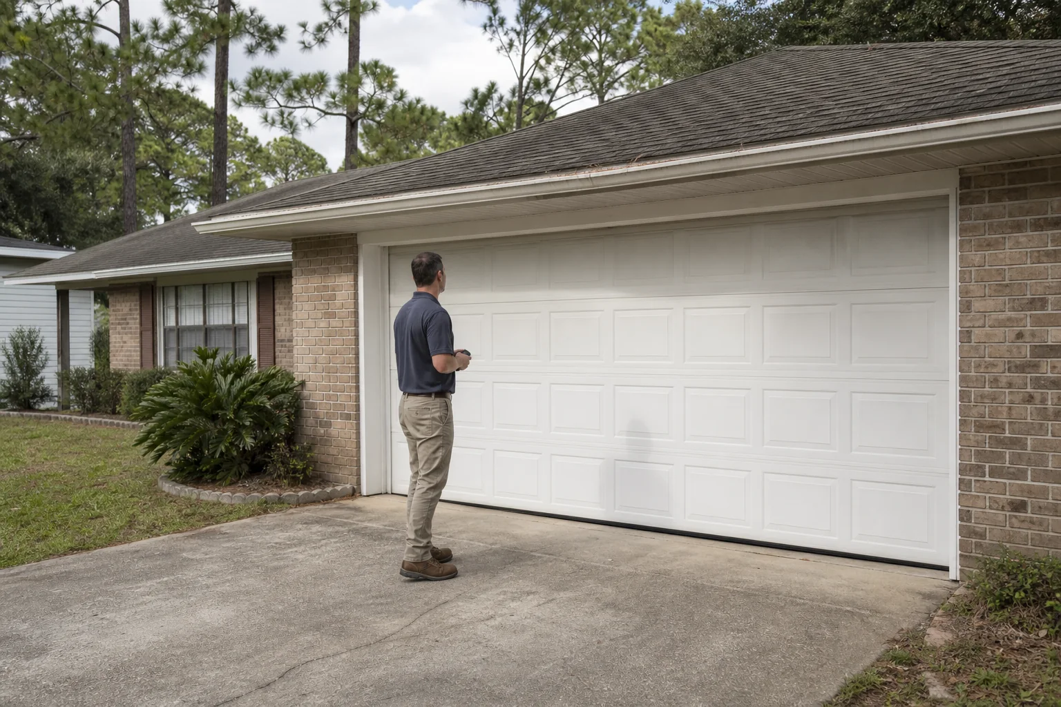 Garage door technician at a representative home in Pensacola, FL