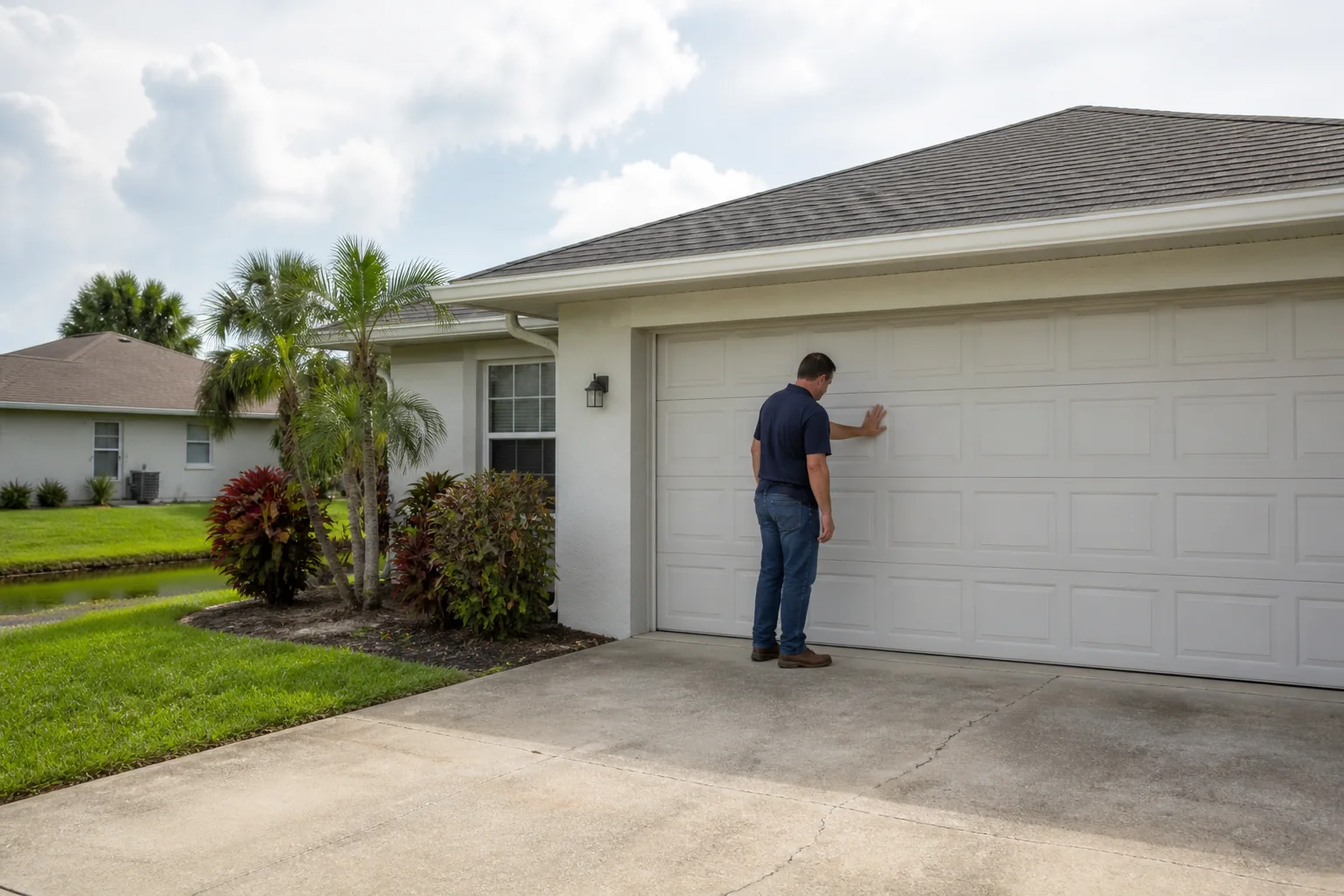 Garage door technician at a representative home in Port St. Lucie, FL