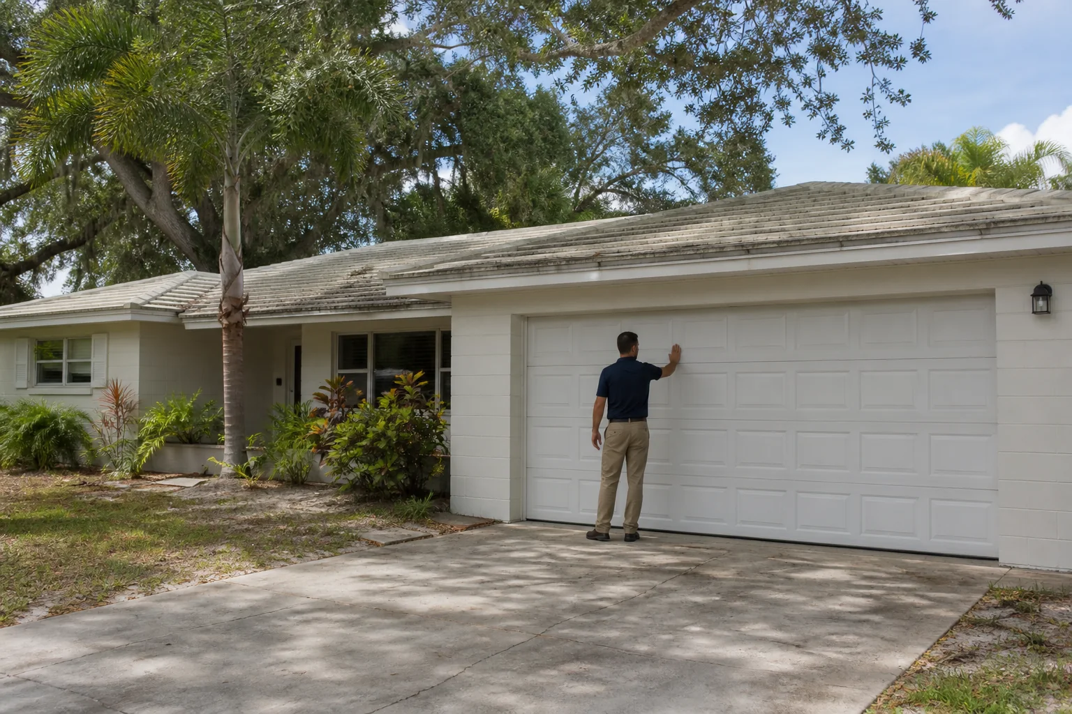 Garage door technician at a representative home in Sarasota, FL