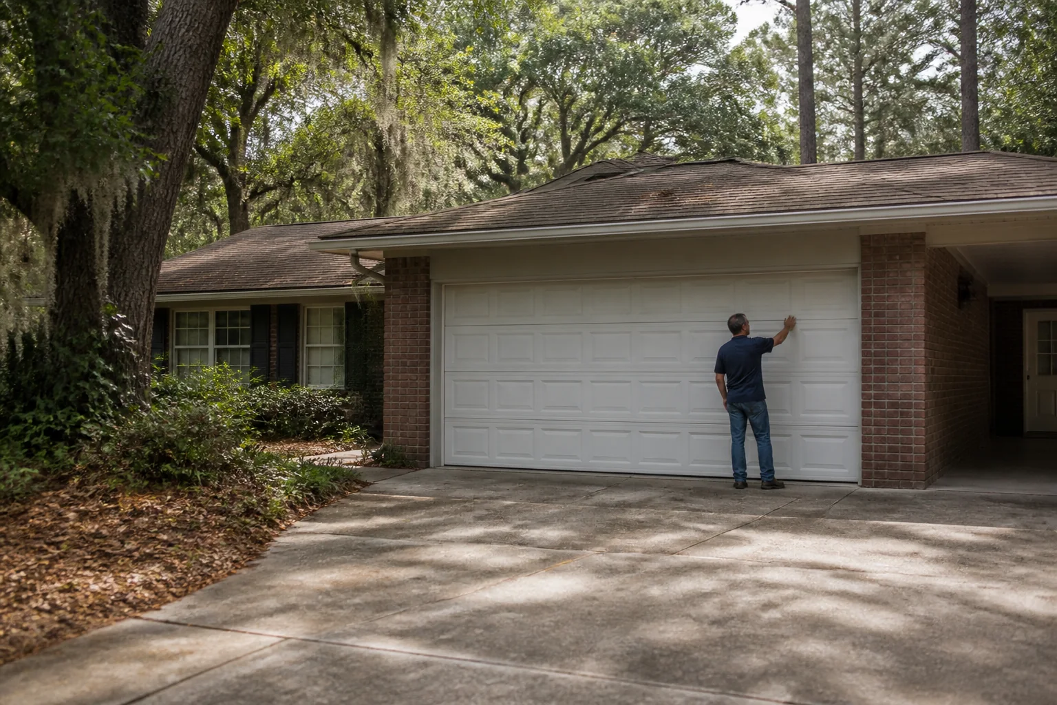 Garage door technician at a representative home in Tallahassee, FL