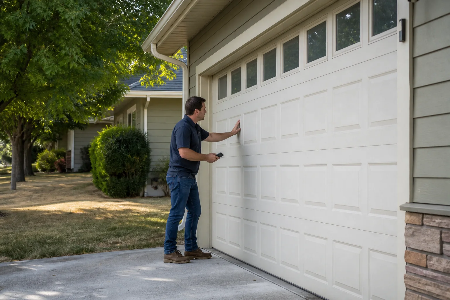 Garage door technician at a representative home in Boise, ID