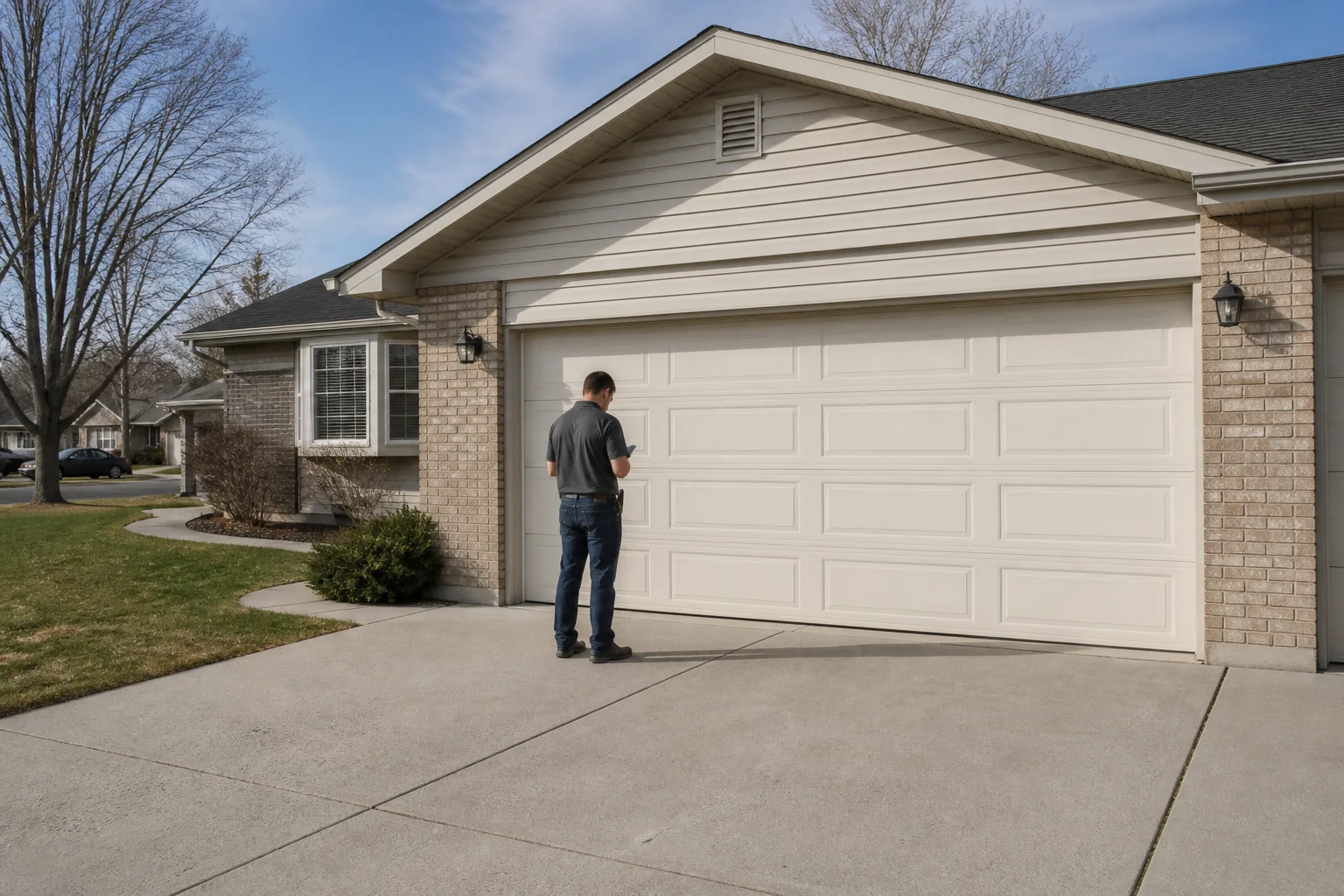 Garage door technician at a representative home in Idaho Falls, ID