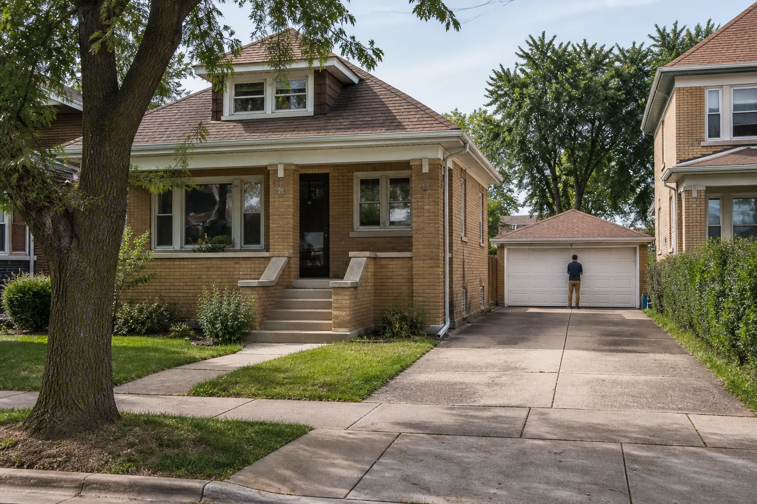 Garage door technician at a representative home in Chicago, IL