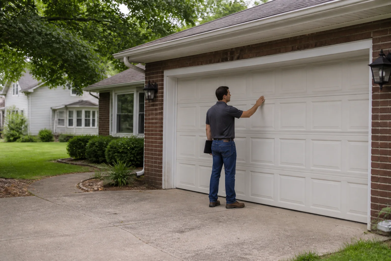 Garage door technician at a representative home in Peoria, IL