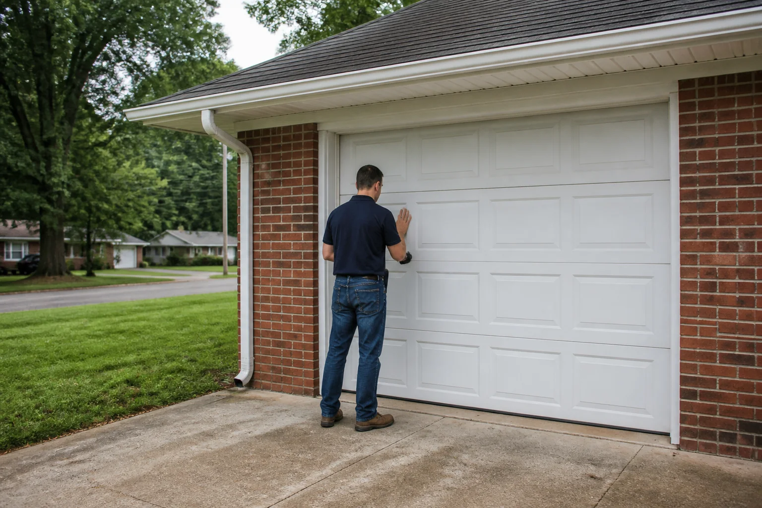 Garage door technician at a representative home in Evansville, IN