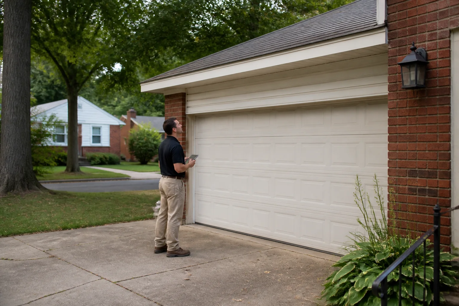 Garage door technician at a representative home in Indianapolis, IN