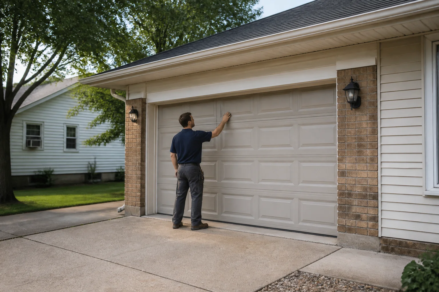 Garage door technician at a representative home in Davenport, IA