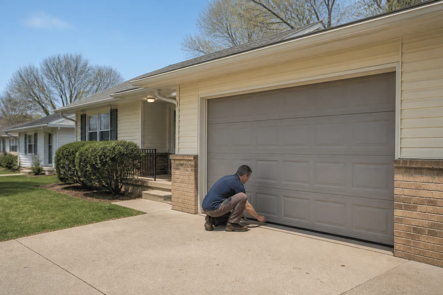 Garage door technician at a representative home in Topeka, KS