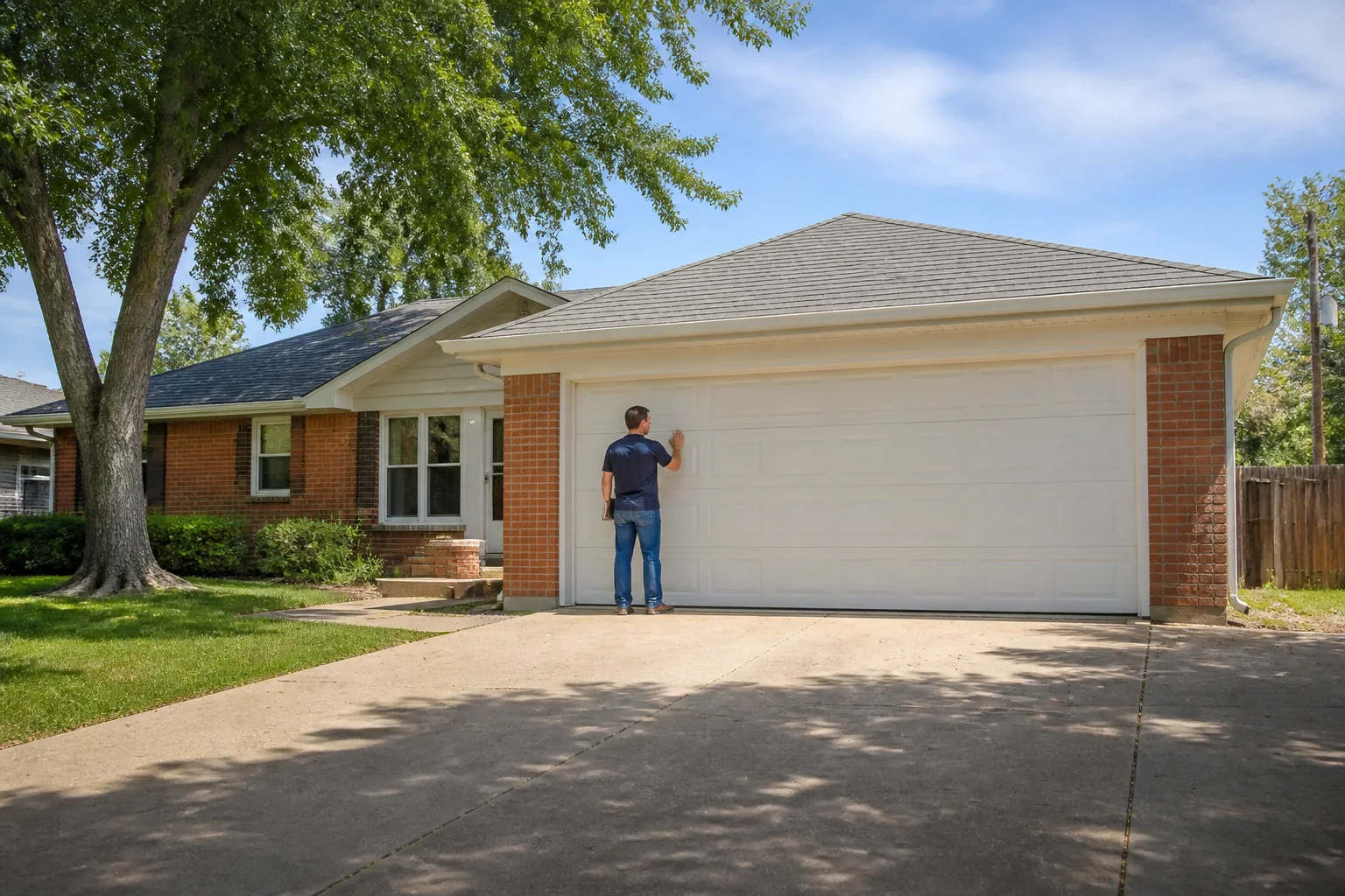 Garage door technician at a representative home in Wichita, KS