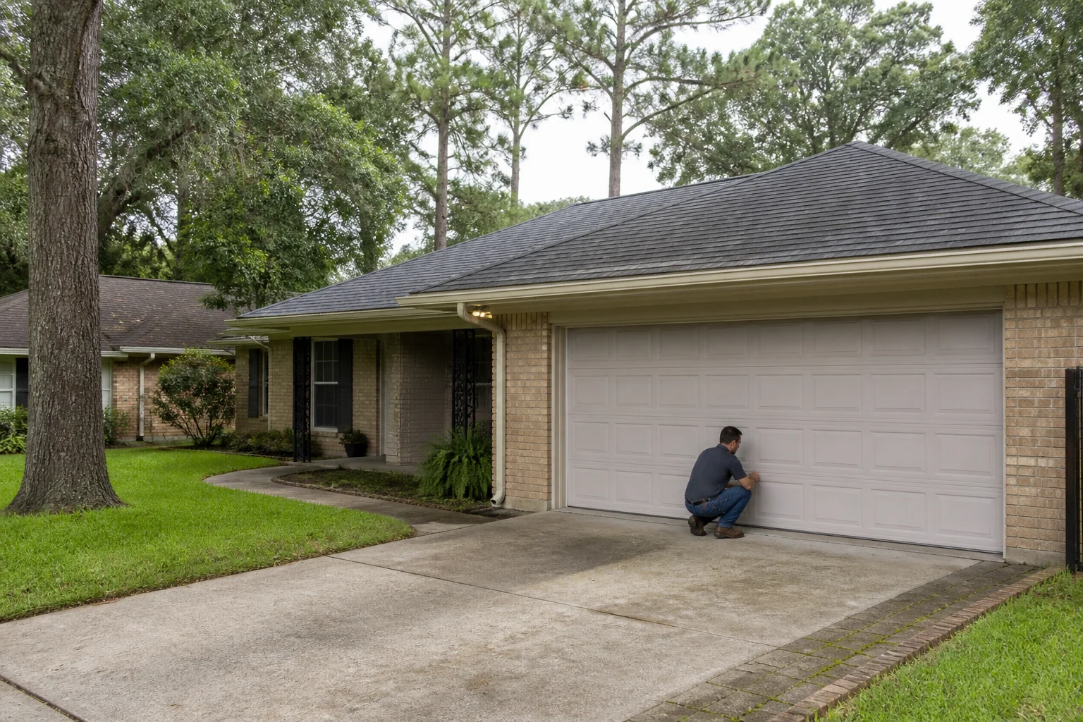 Garage door technician at a representative home in Baton Rouge, LA