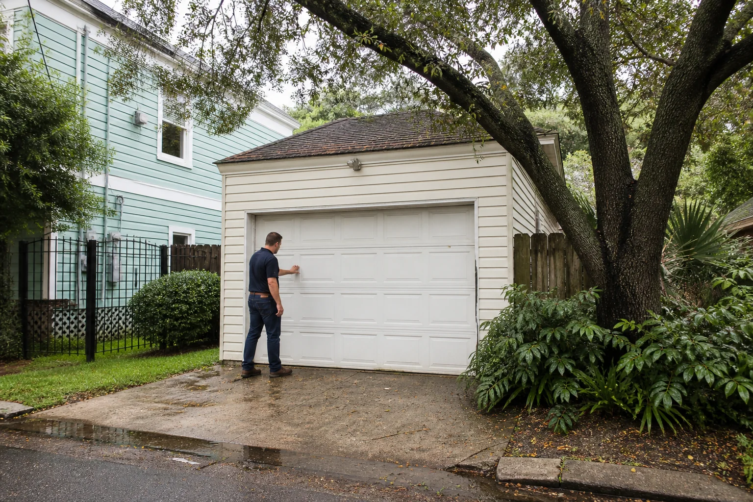 Garage door technician at a representative home in New Orleans, LA
