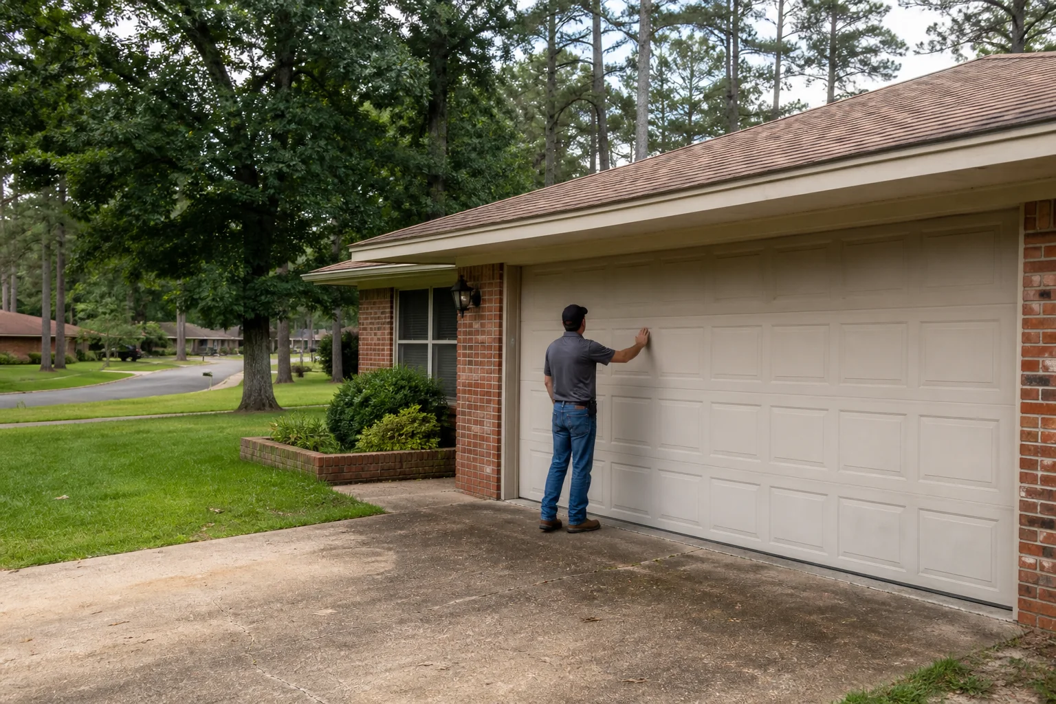 Garage door technician at a representative home in Shreveport, LA