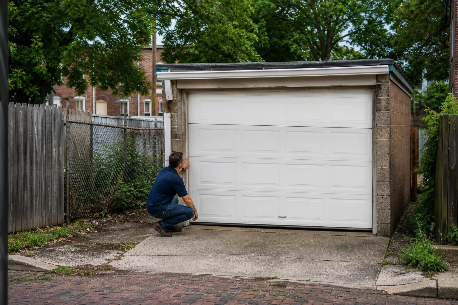 Garage door technician at a representative home in Baltimore, MD
