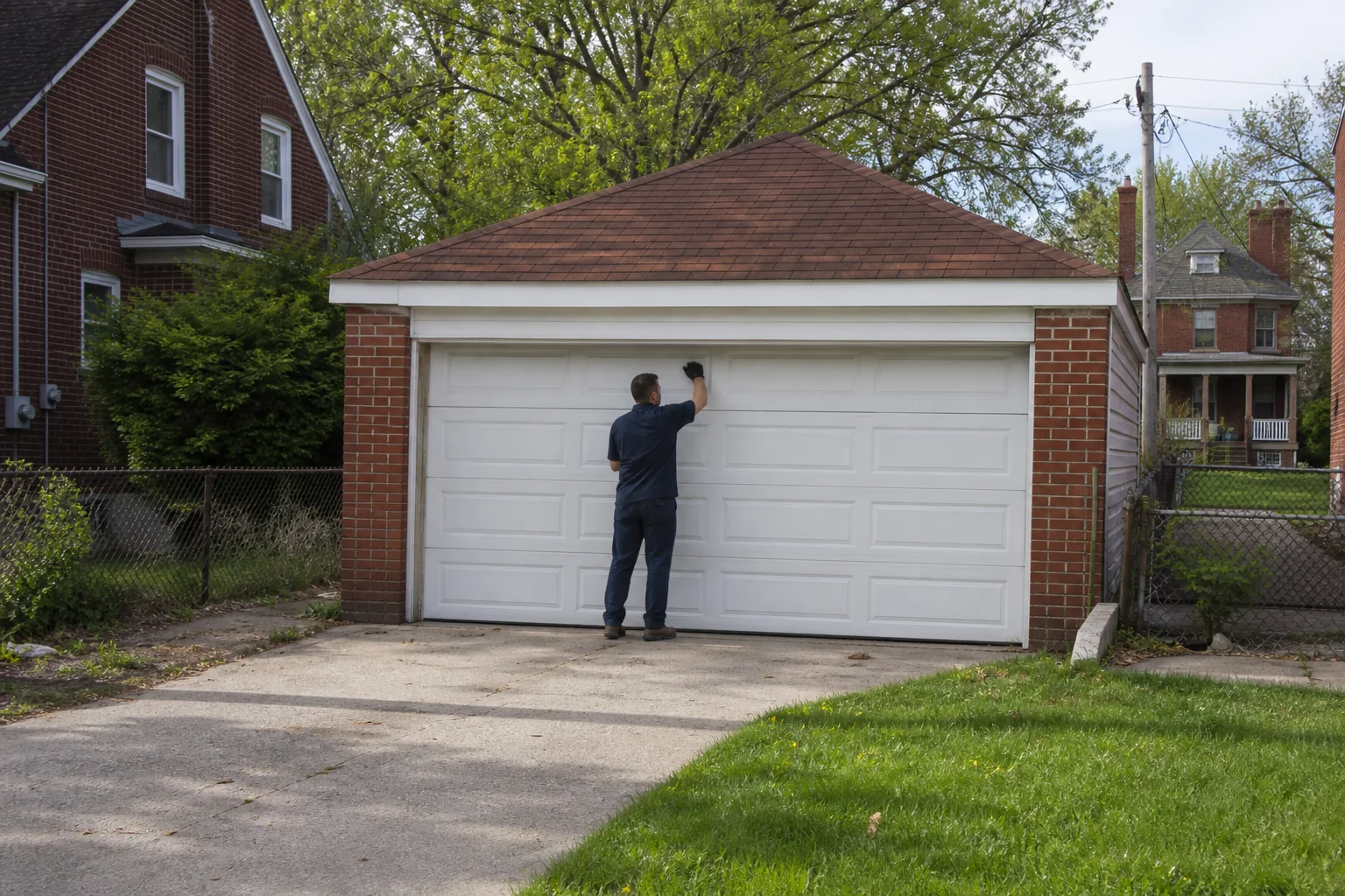 Garage door technician at a representative home in Detroit, MI