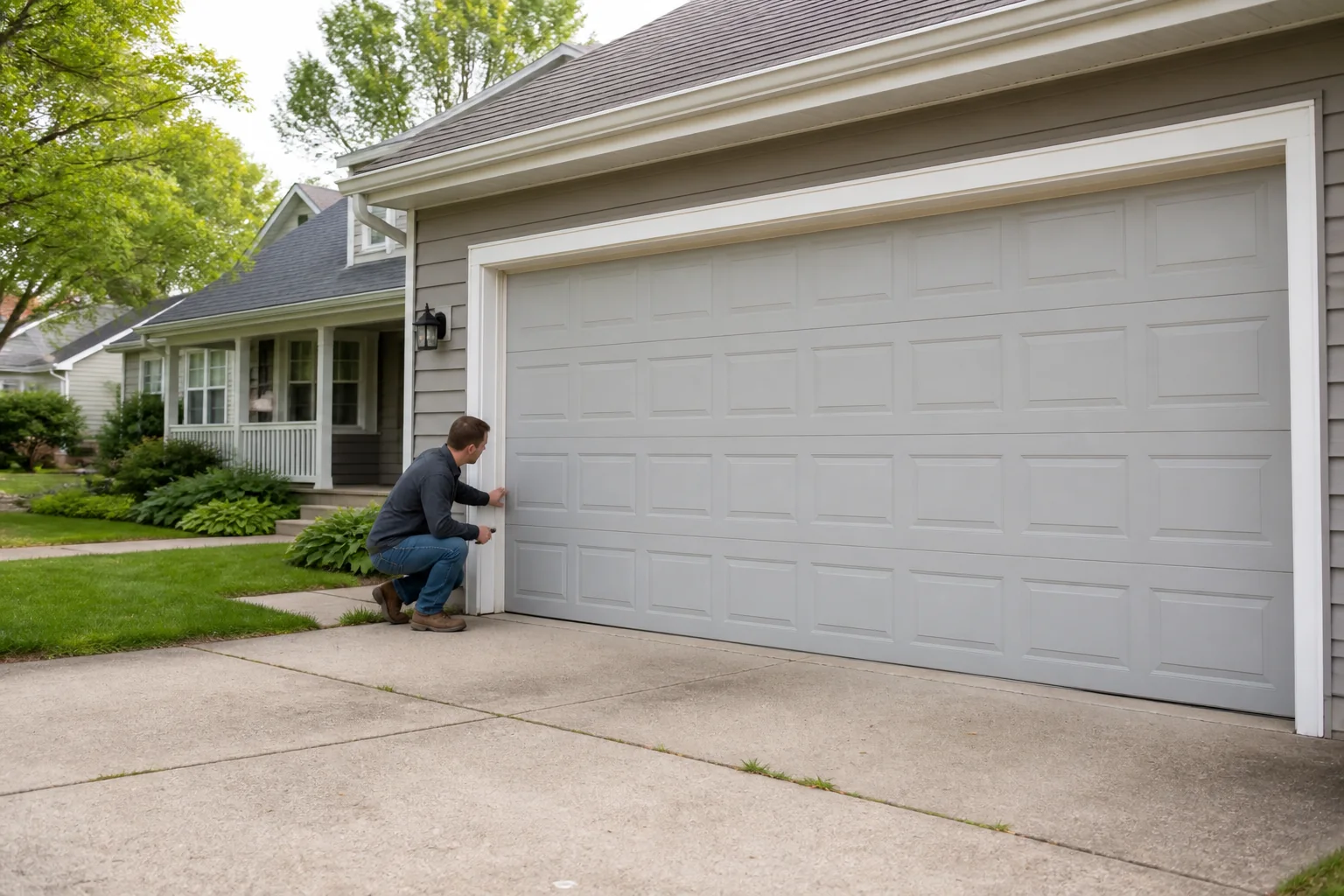 Garage door technician at a representative home in Lansing, MI