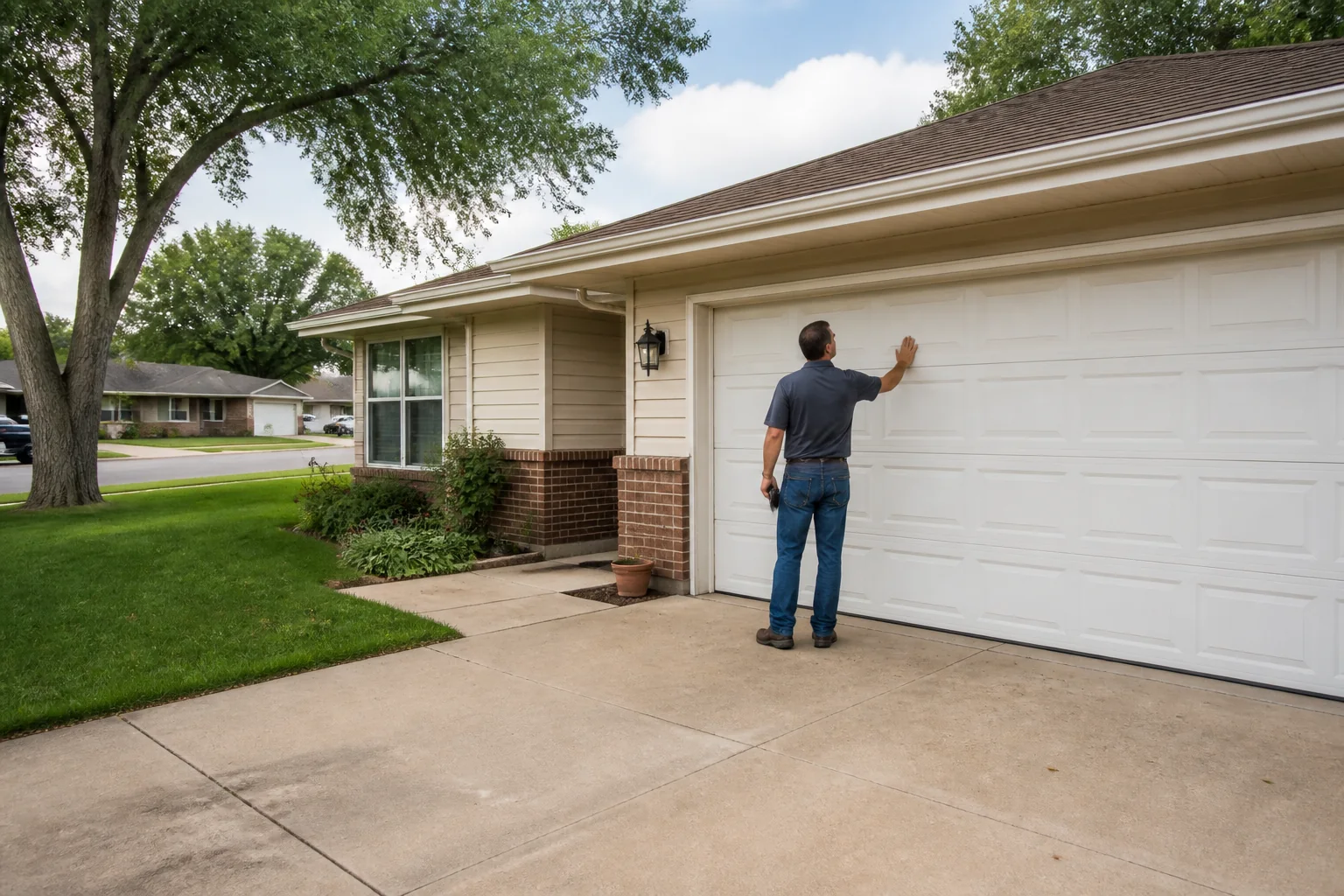 Garage door technician at a representative home in Lincoln, NE