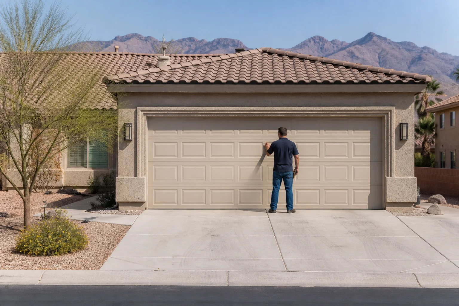 Garage door technician at a representative home in Las Vegas, NV