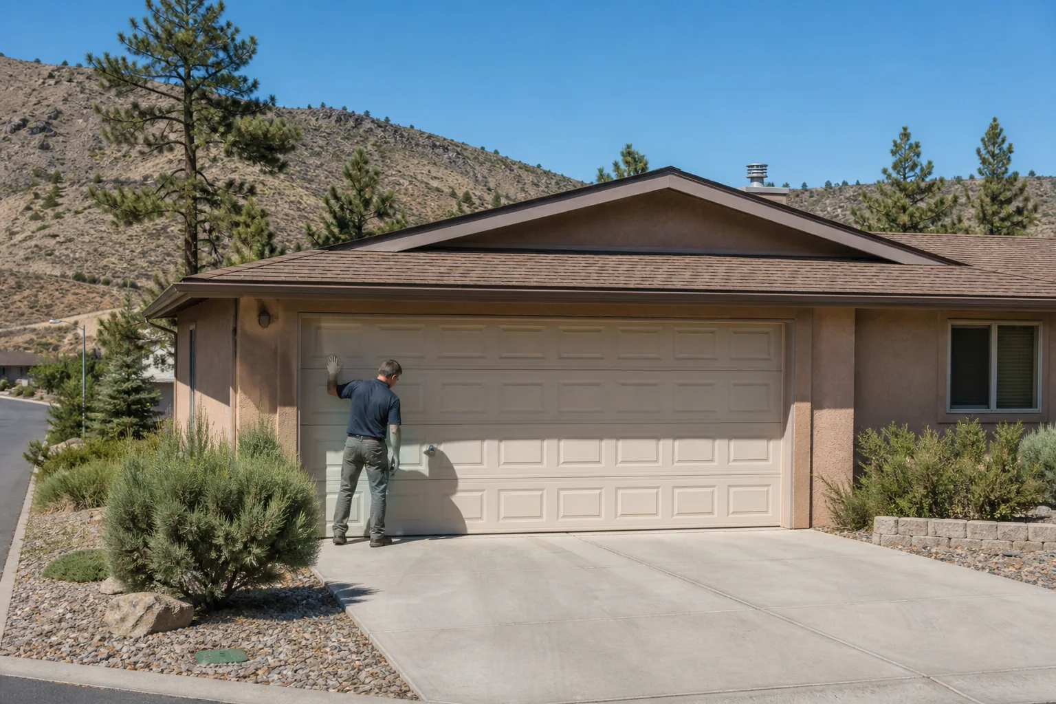 Garage door technician at a representative home in Reno, NV