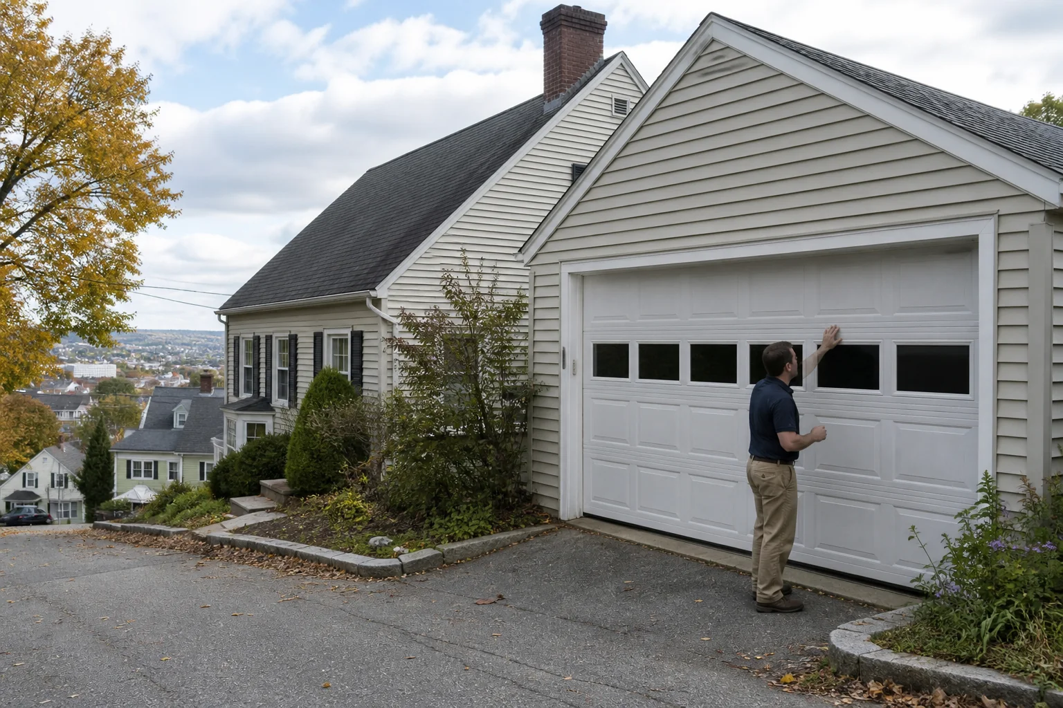 Garage door technician at a representative home in Manchester, NH