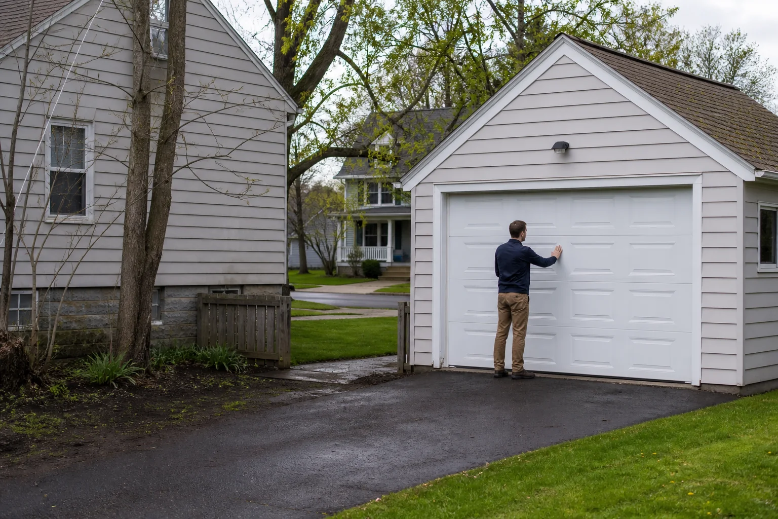 Garage door technician at a representative home in Syracuse, NY