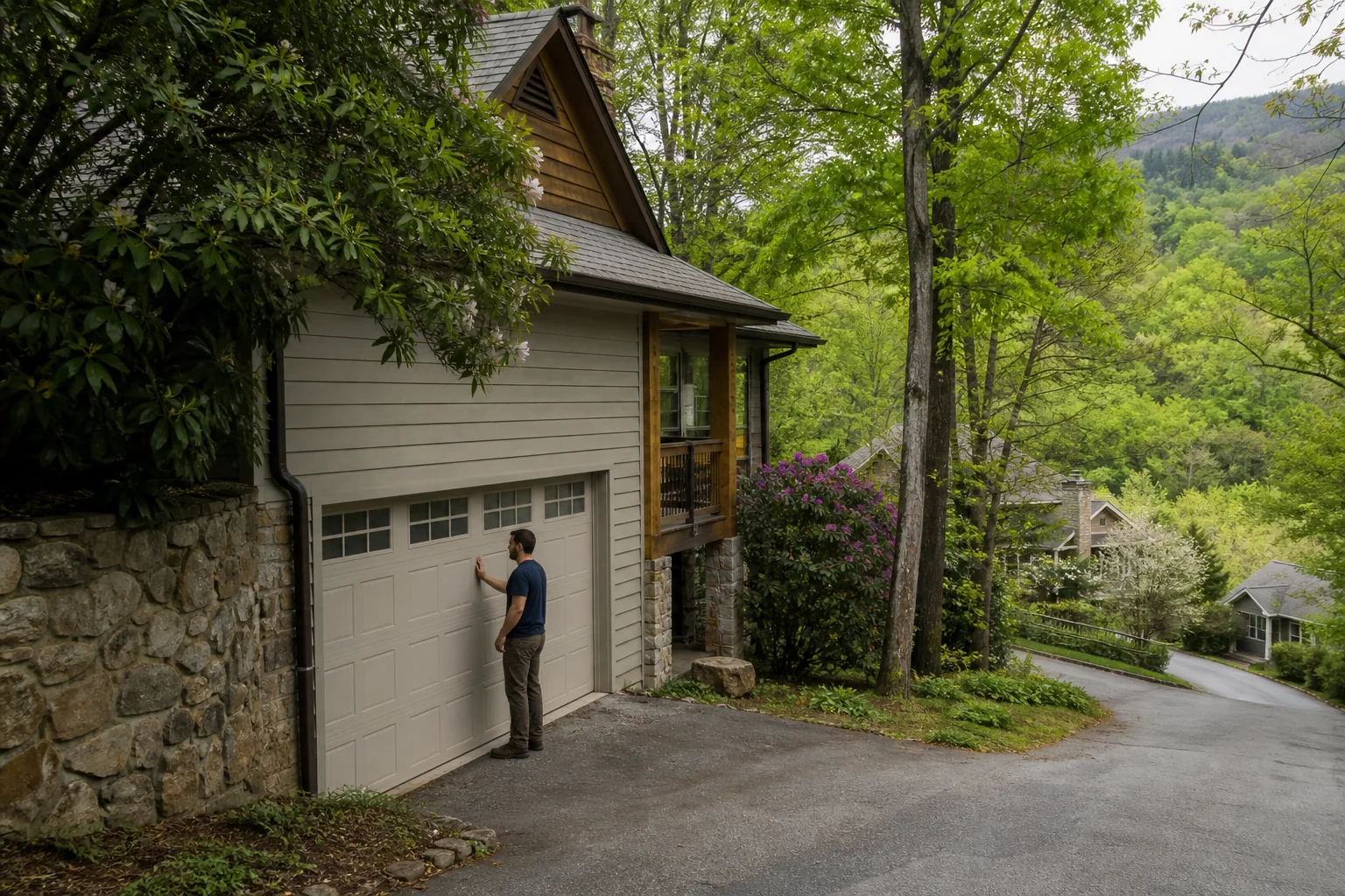 Garage door technician at a representative home in Asheville, NC