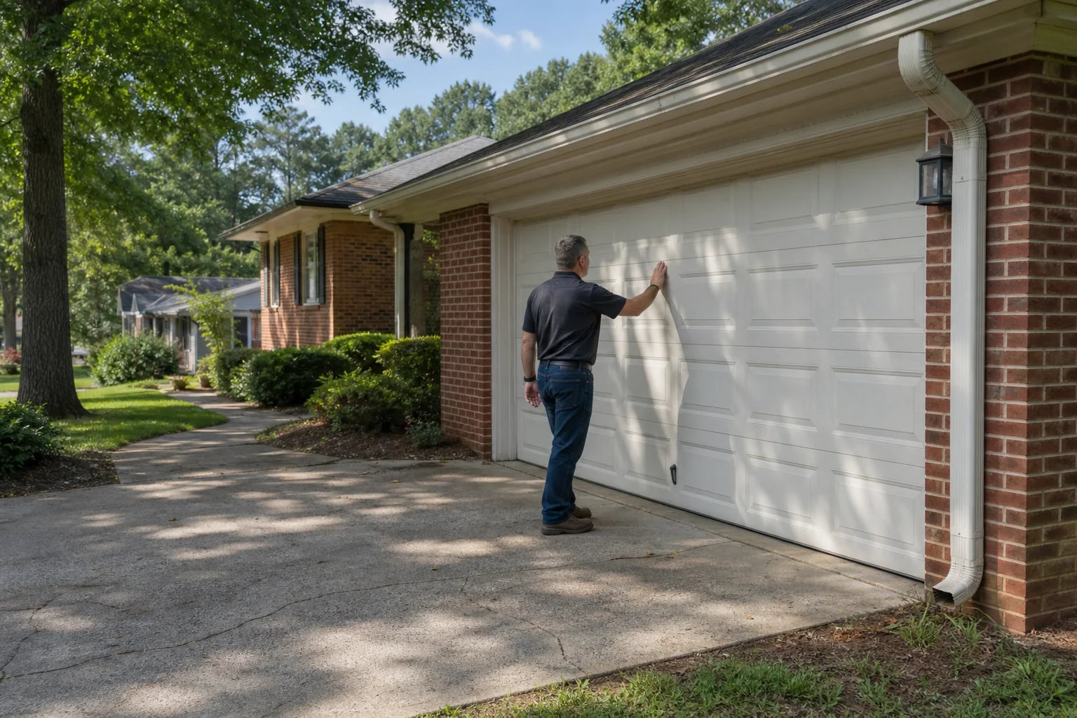 Garage door technician at a representative home in Greensboro, NC