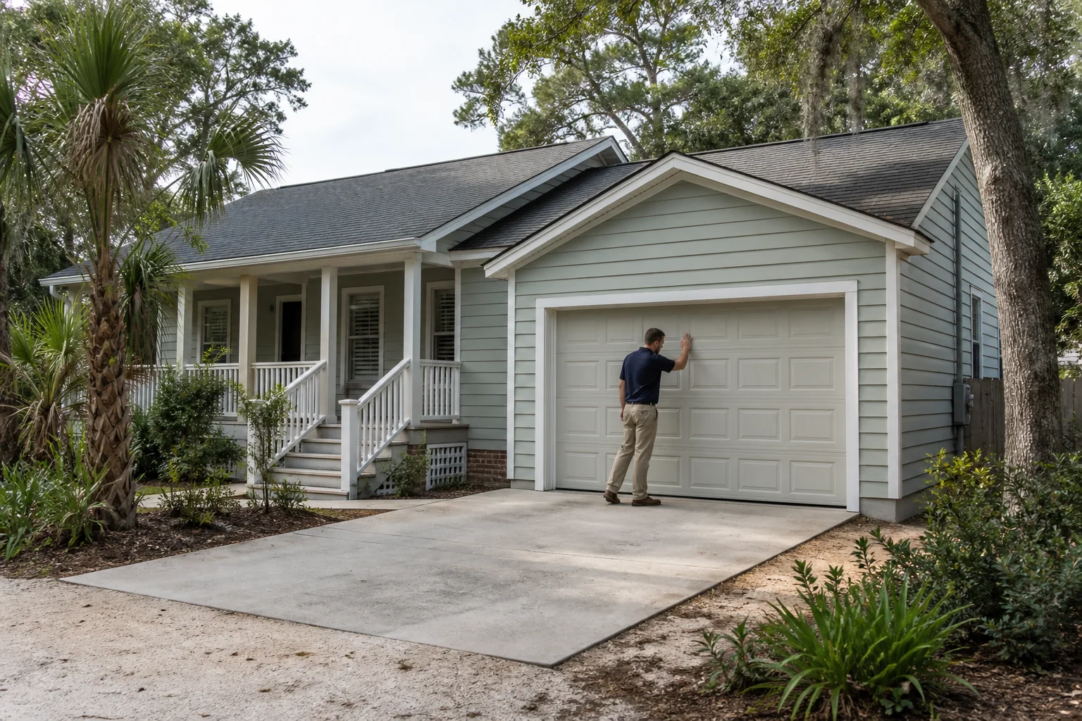 Garage door technician at a representative home in Wilmington, NC