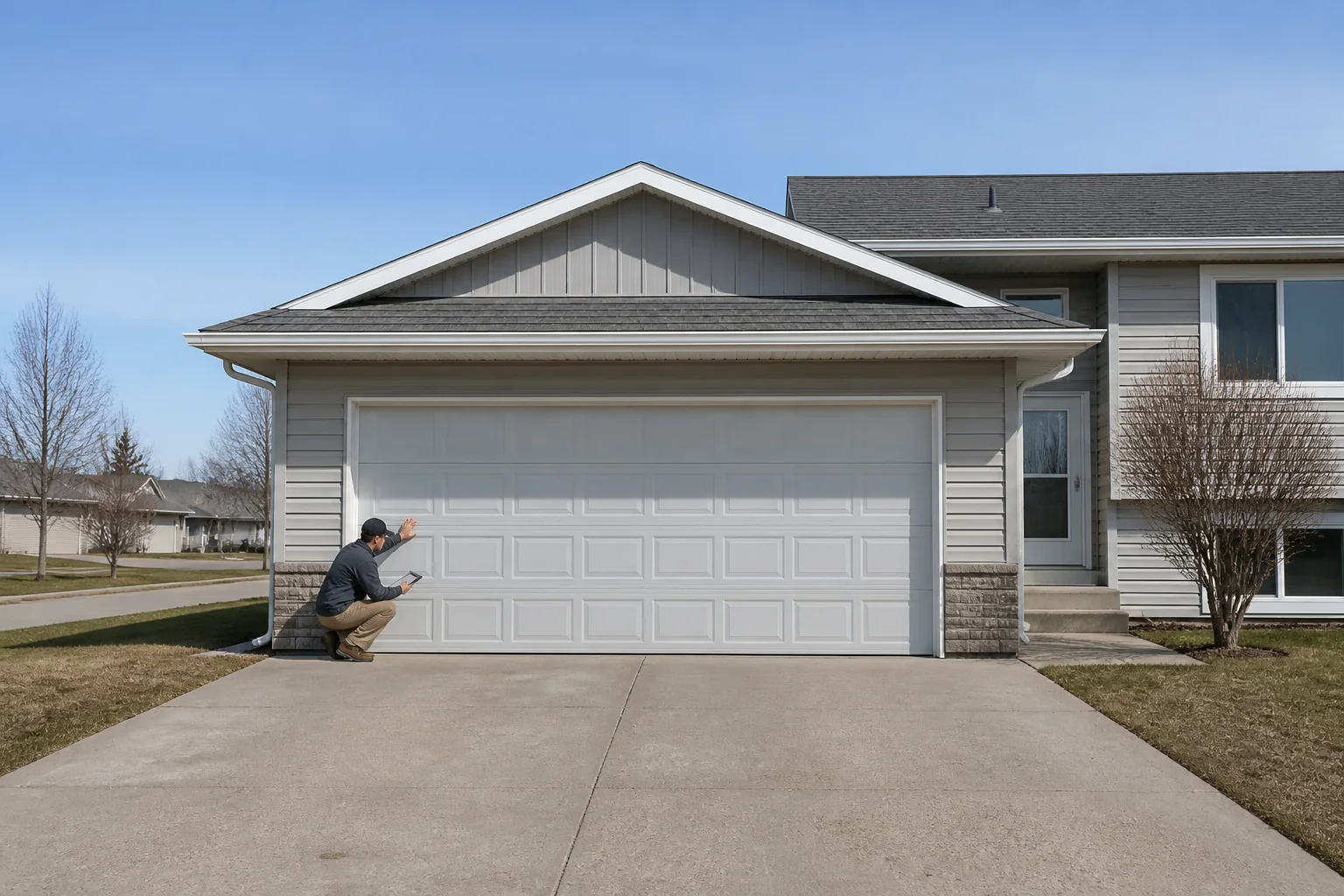 Garage door technician at a representative home in Fargo, ND