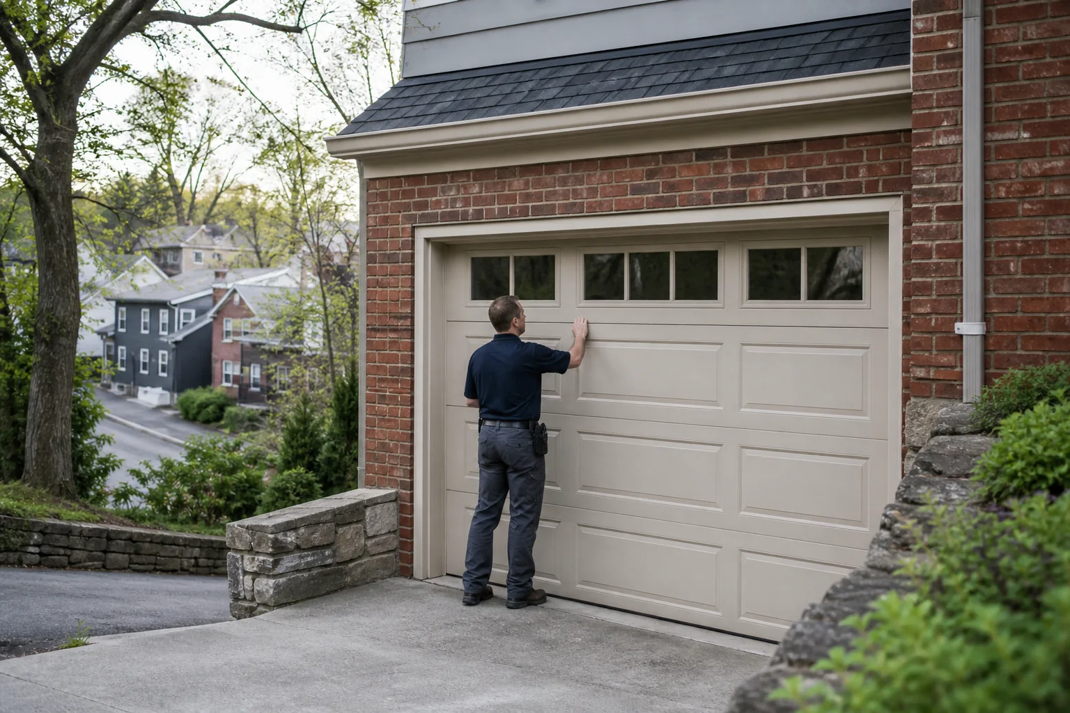 Garage door technician at a representative home in Cincinnati, OH