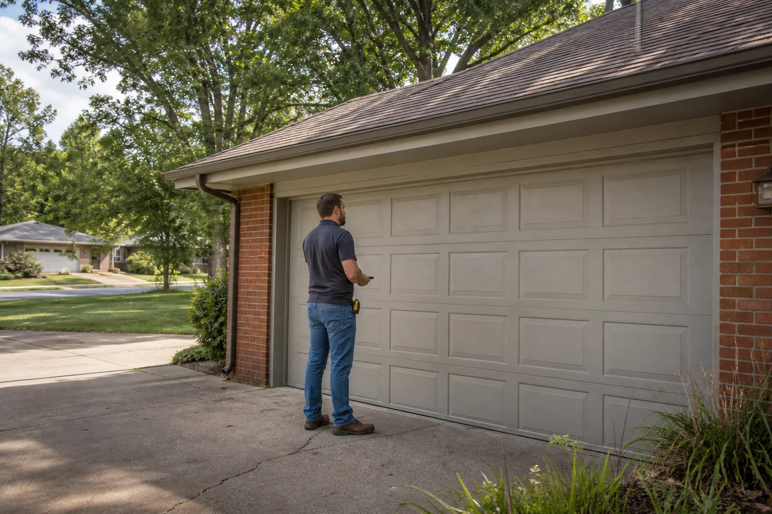Garage door technician at a representative home in Tulsa, OK
