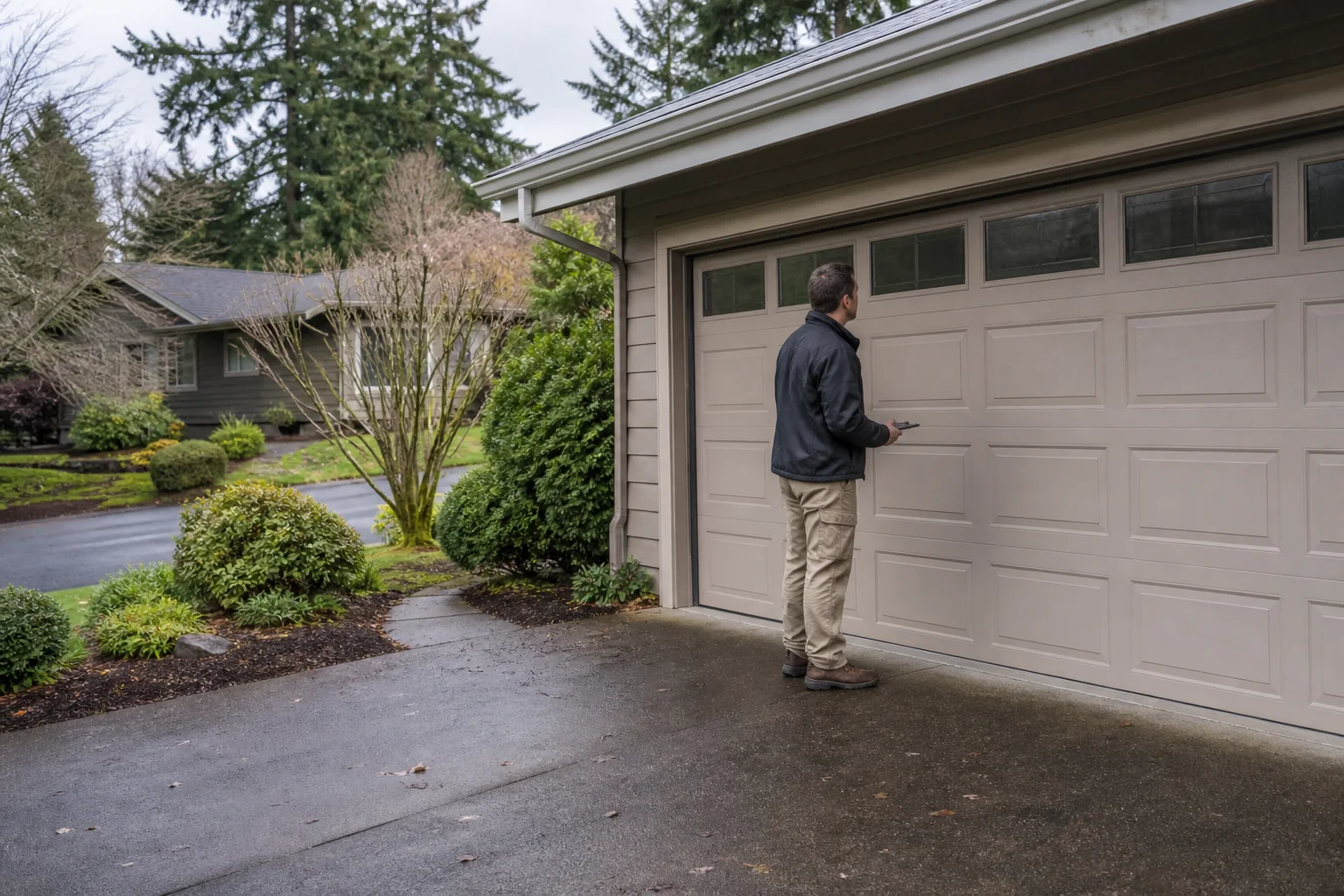 Garage door technician at a representative home in Salem, OR