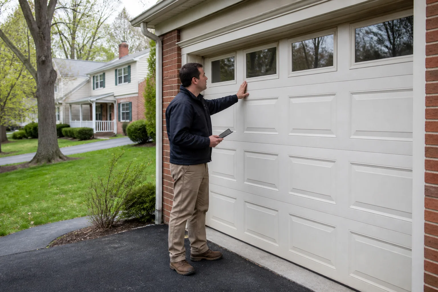 Garage door technician at a representative home in Harrisburg, PA