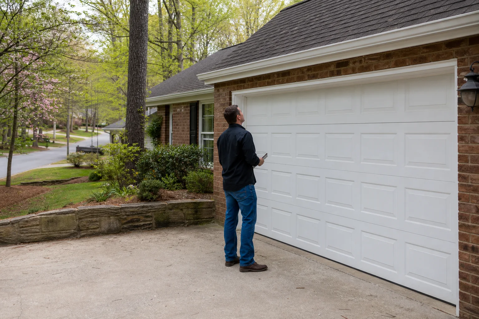 Garage door technician at a representative home in Greenville, SC