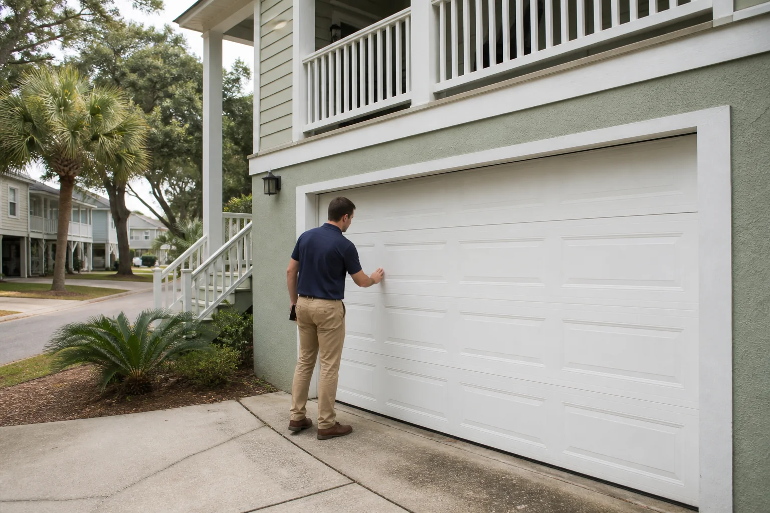 Garage door technician at a representative home in Myrtle Beach, SC