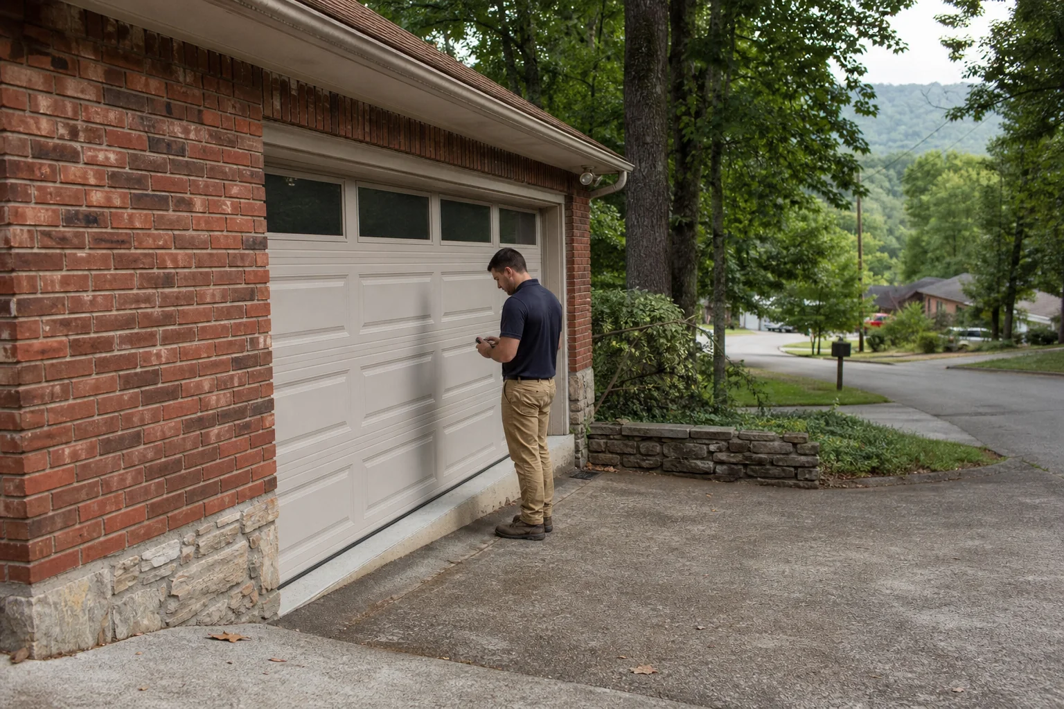 Garage door technician at a representative home in Knoxville, TN